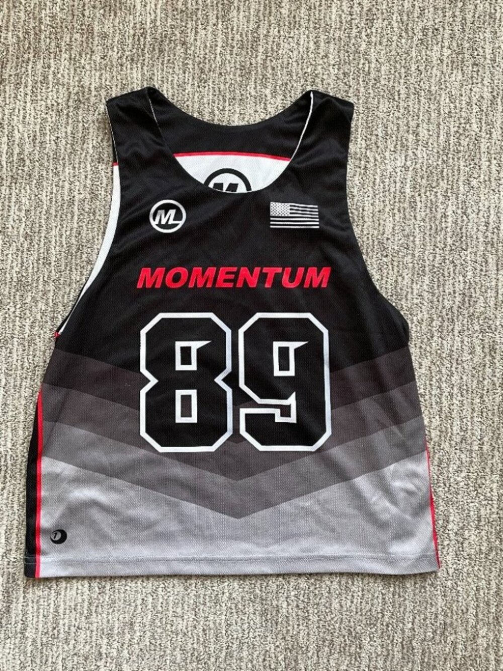 Mens Small Team Momentum Lacrosse Jersey Sleeveless 89 Black Gray